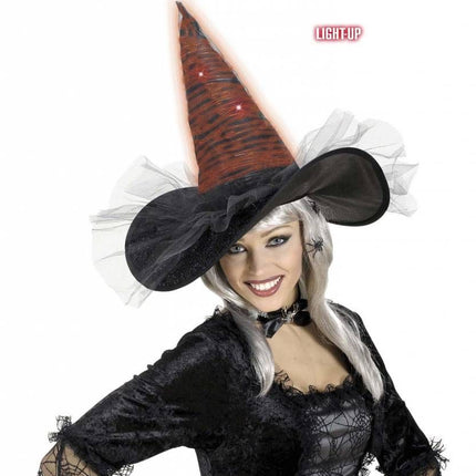 Halloweenaccessoires heksenhoed fiberoptic