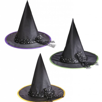 Halloweenaccessoires heksenhoed kind met zilveren sterren