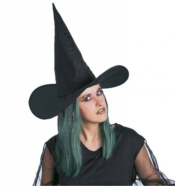 Halloweenaccessoires: Heksenhoed met groen haar