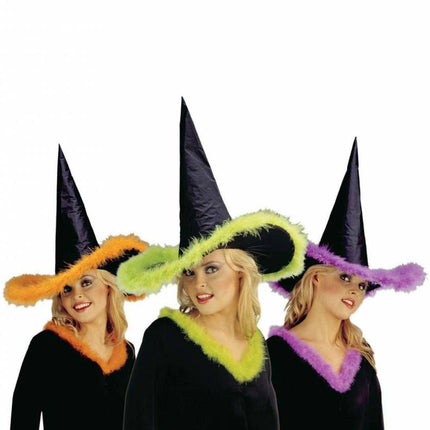 Halloweenaccessoires: Heksenhoed met maraboe