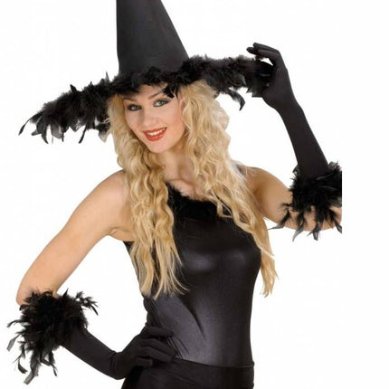 Halloweenaccessoires heksenhoed met veren
