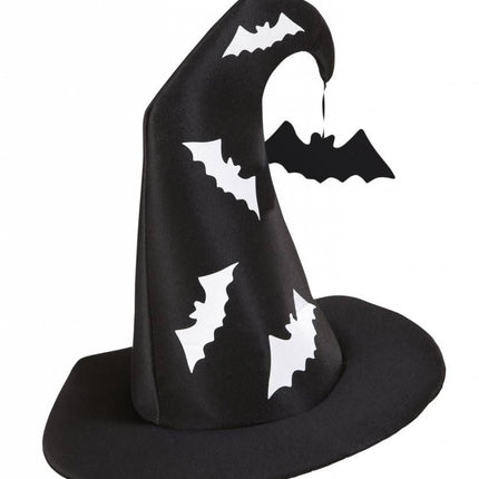 Halloweenaccessoires heksenhoed met vleermuizen