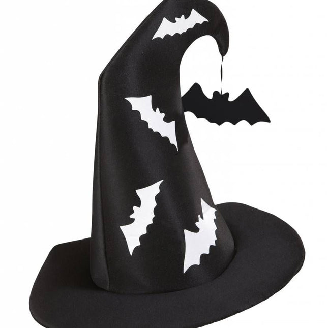 Halloweenaccessoires heksenhoed met vleermuizen