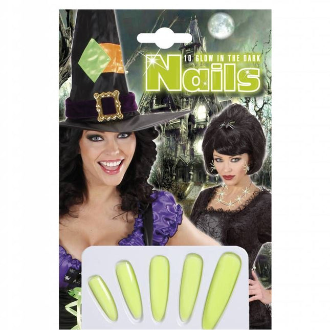 Halloweenaccessoires heksennagels lichtgevend donker