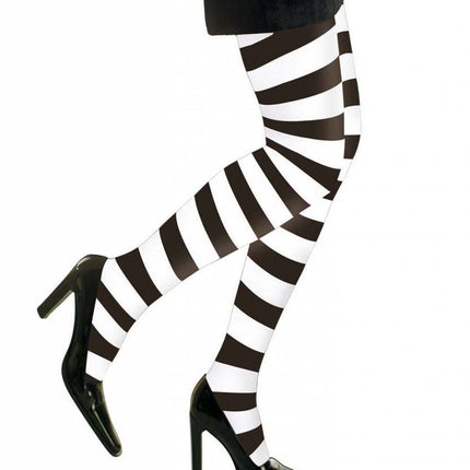 Halloweenaccessoires: Heksenpanty zwart/wit
