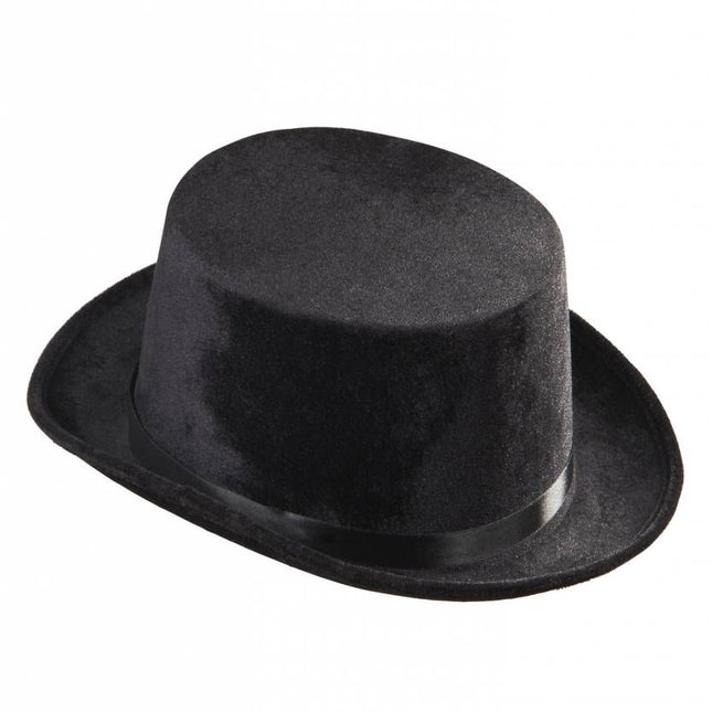 Halloweenaccessoires hoge hoed grijs fluweel
