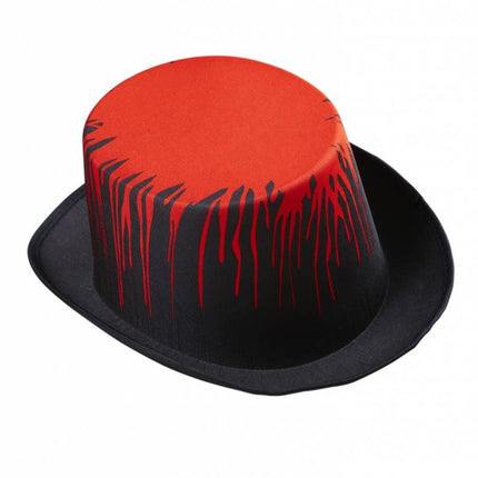 Halloweenaccessoires hoge hoed zwart met bloed