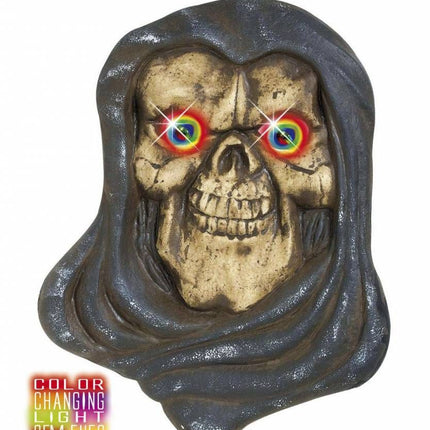 Halloweenaccessoires hoofd grim reaper met meerkleurig licht