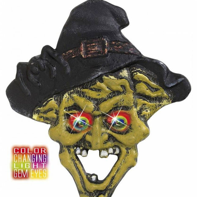 Halloweenaccessoires hoofd heks met meerkleurig licht