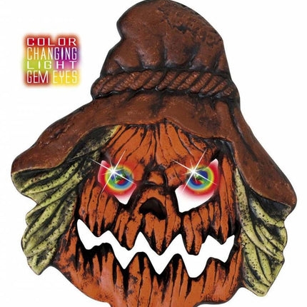 Halloweenaccessoires hoofd vogelverschrikker met meerkleurig licht