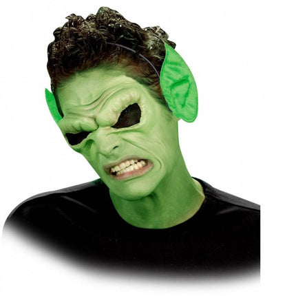 Halloweenaccessoires hoofdband met puntoren kleur groen
