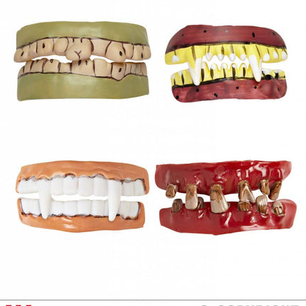 Halloweenaccessoires horror tanden in 4 soorten