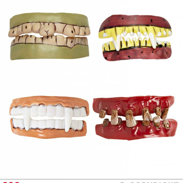 Halloweenaccessoires horror tanden in 4 soorten