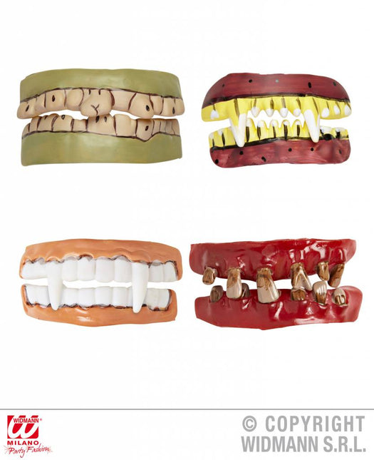 Halloweenaccessoires horror tanden in 4 soorten