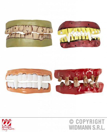 Halloweenaccessoires horror tanden in 4 soorten