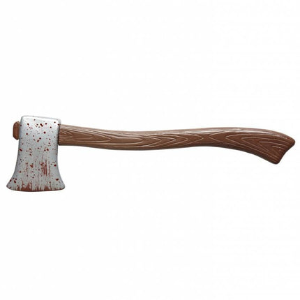 Halloweenaccessoires houten bijl met bloed