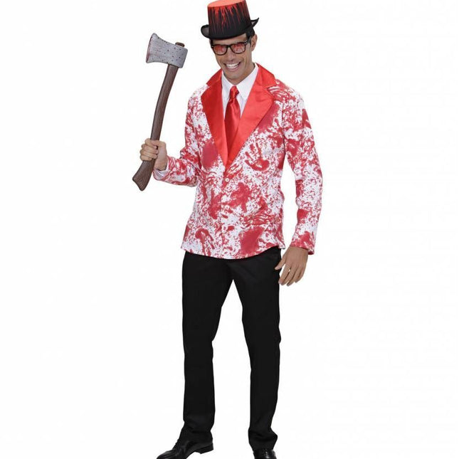 Halloweenaccessoires houten bijl met bloed