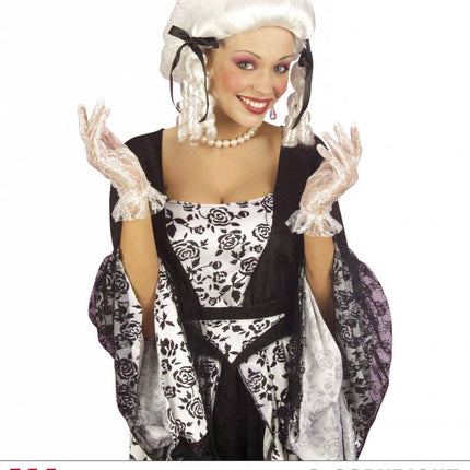 Halloweenaccessoires kanten handschoenen wit 25 cm