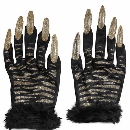 Halloweenaccessoires: Katachtige heksen handschoenen