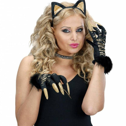 Halloweenaccessoires: Katachtige heksen handschoenen