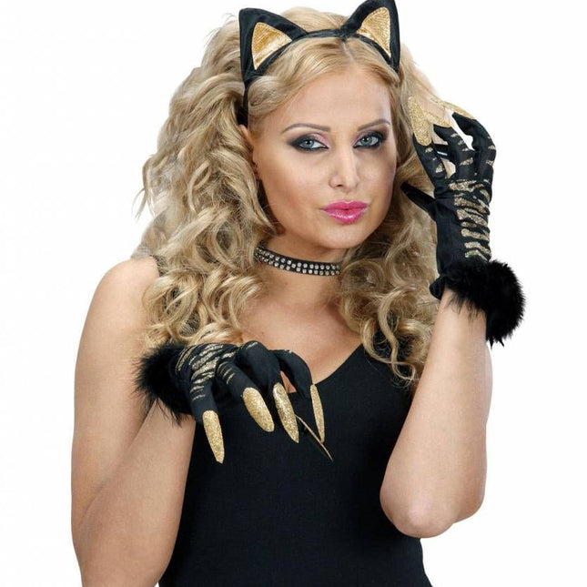 Halloweenaccessoires: Katachtige heksen handschoenen
