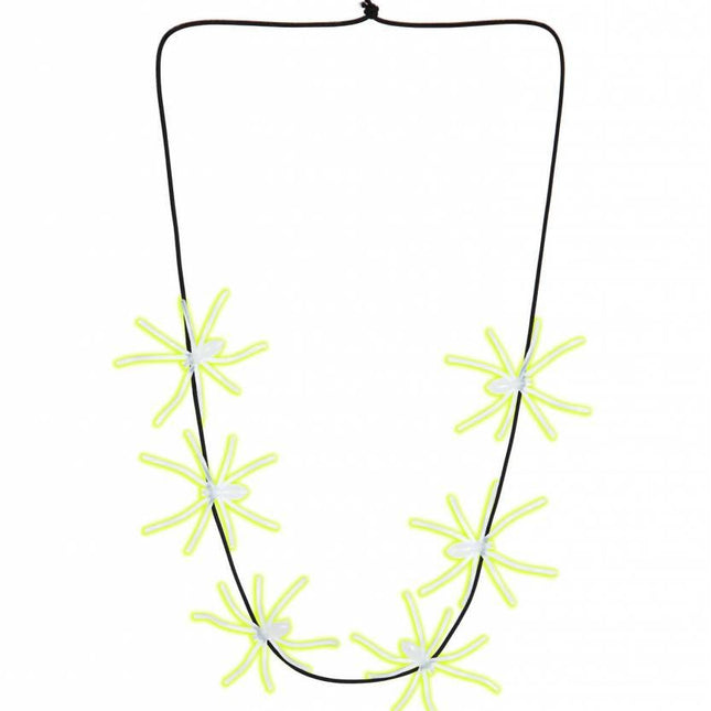 Halloweenaccessoires ketting spinnen lichtgevend in donker 60cm