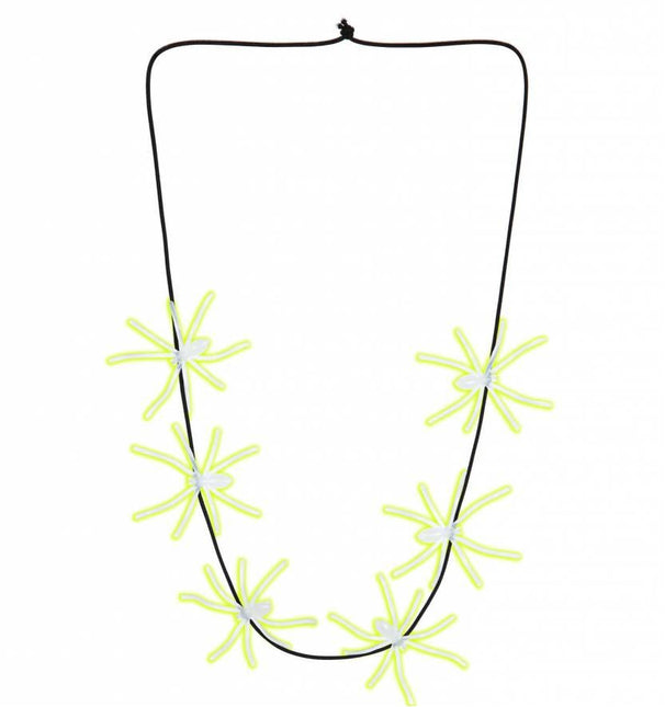 Halloweenaccessoires ketting spinnen lichtgevend in donker 60cm