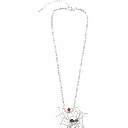 Halloweenaccessoires ketting spinneweb met spinnen
