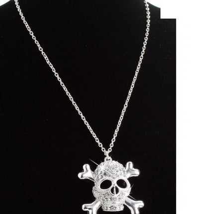 Halloweenaccessoires ketting strass met schedels