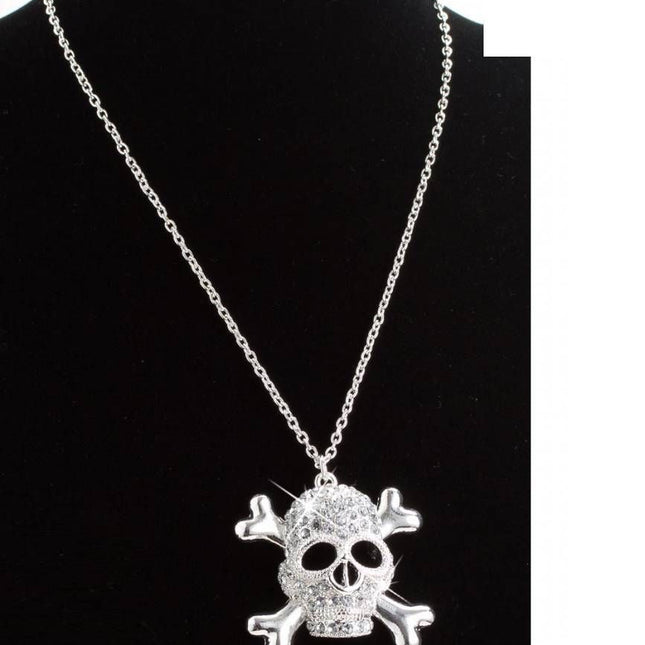Halloweenaccessoires ketting strass met schedels