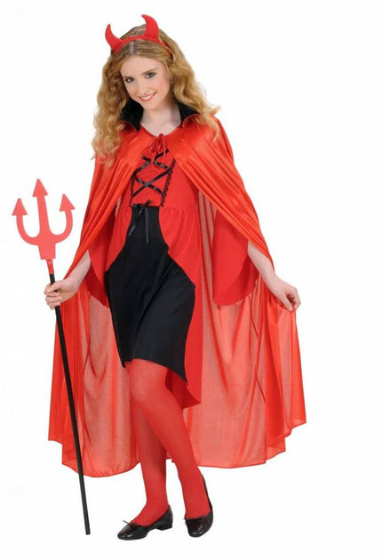 Halloweenaccessoires kindercape rood met zwarte kraag