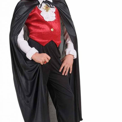 Halloweenaccessoires kindercape zwart met rode kraag