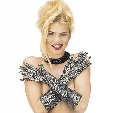 Halloweenaccessoires lange handschoenen bloemmotief