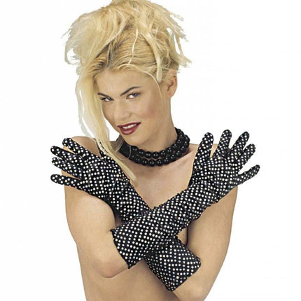 Halloweenaccessoires lange handschoenen fluweel met decoraties