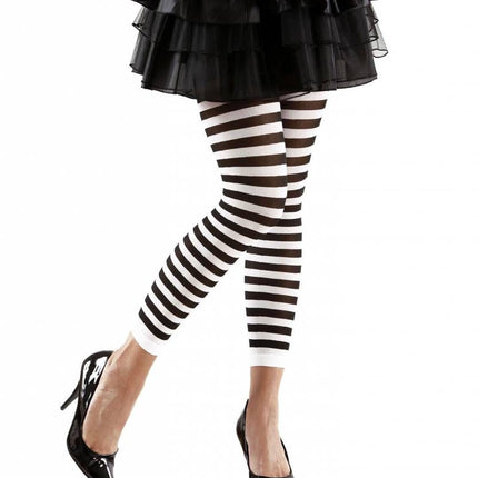 Halloweenaccessoires leggings zwart/wit gestreept