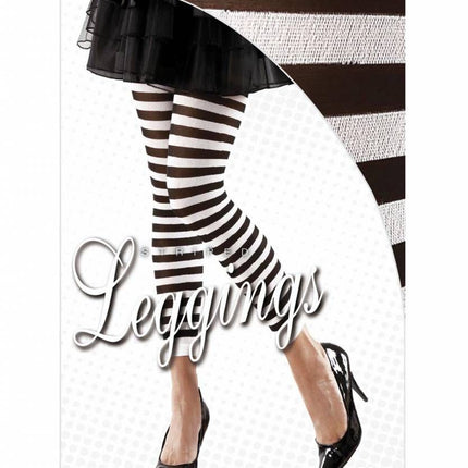 Halloweenaccessoires leggings zwart/wit gestreept