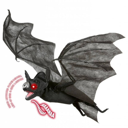 Halloweenaccessoires luxe vleermuis met bewegende vleugelslicht en geluid