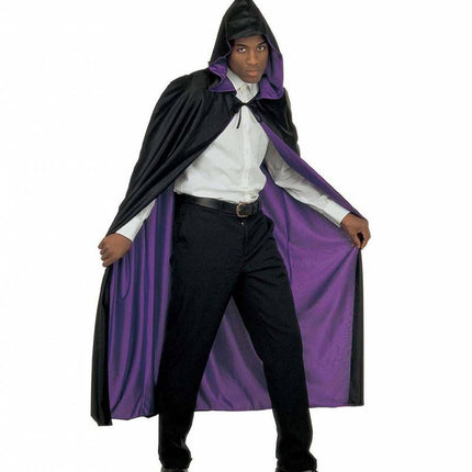 Halloweenaccessoires luxe zwart/paarse 2-zijdige cape