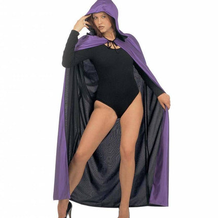 Halloweenaccessoires luxe zwart/paarse 2-zijdige cape