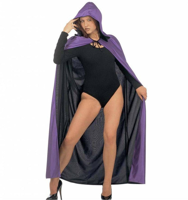 Halloweenaccessoires luxe zwart/paarse 2-zijdige cape