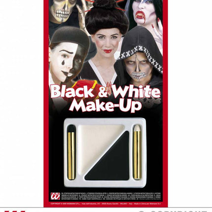 Halloweenaccessoires make-up set zwart en wit