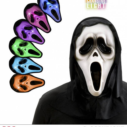 Halloweenaccessoires masker geest meerkleurig lichtgevend (LED)