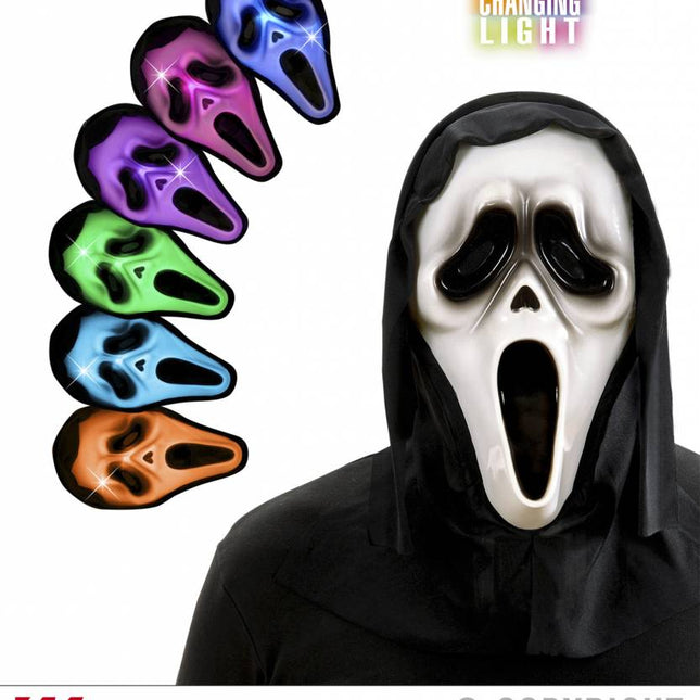 Halloweenaccessoires masker geest meerkleurig lichtgevend (LED)