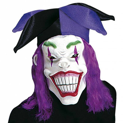 Halloweenaccessoires masker joker met haar en hoed