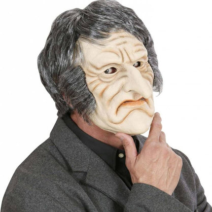 Halloweenaccessoires masker latex/schuim enge oude man met haar