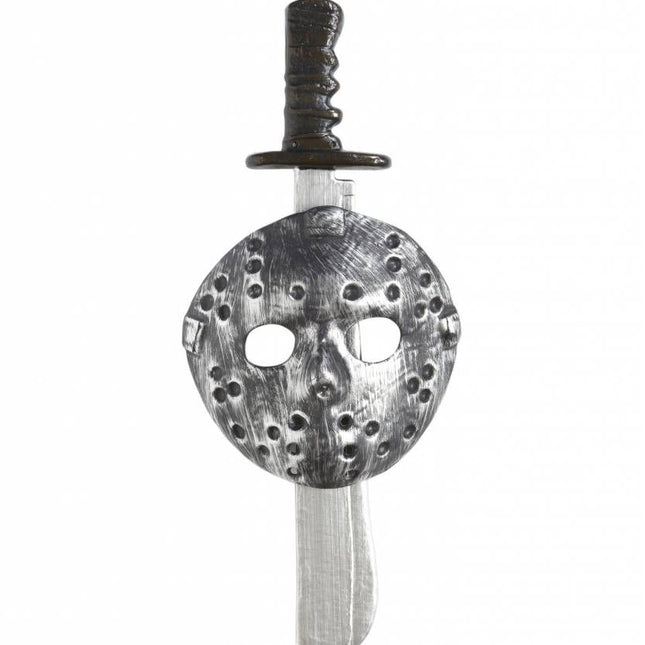 Halloweenaccessoires masker met machette 56cm