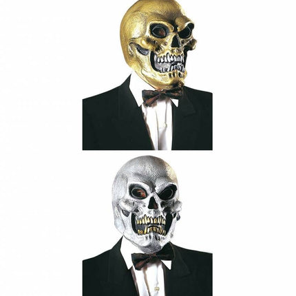 Halloweenaccessoires masker schedel in goud of zilver
