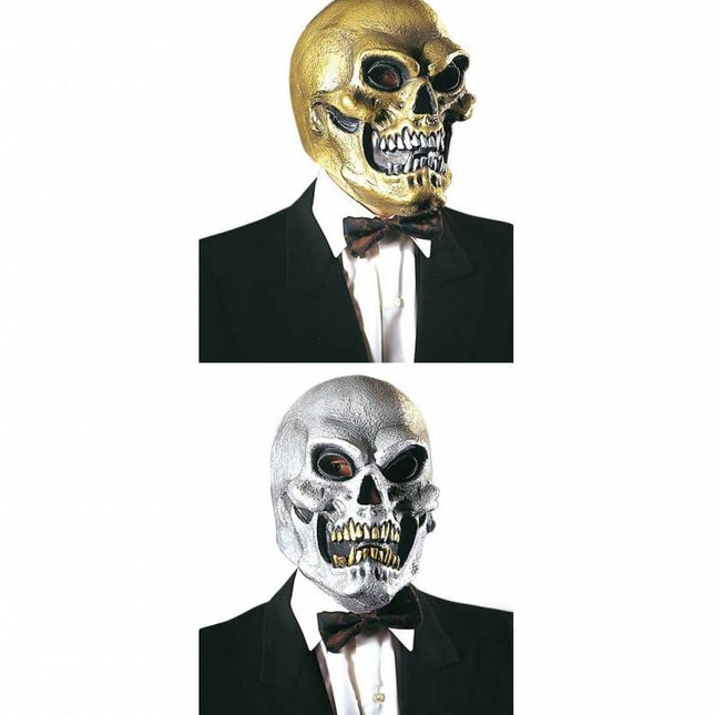 Halloweenaccessoires masker schedel in goud of zilver