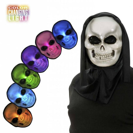 Halloweenaccessoires masker schedel meerkleurig lichtgevend ledjes
