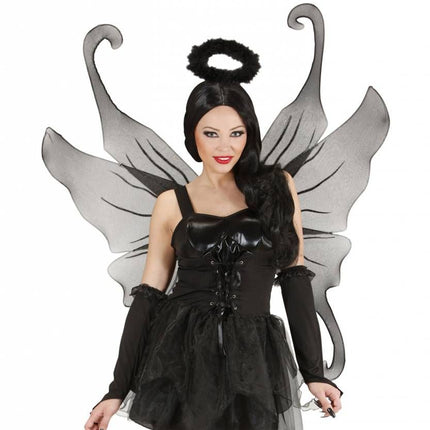 Halloweenaccessoires maxi vleugel glitterzwart